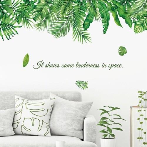 2Pcs Green Leaves Tropical Plants Removable Wall Stickers Living Room Decals