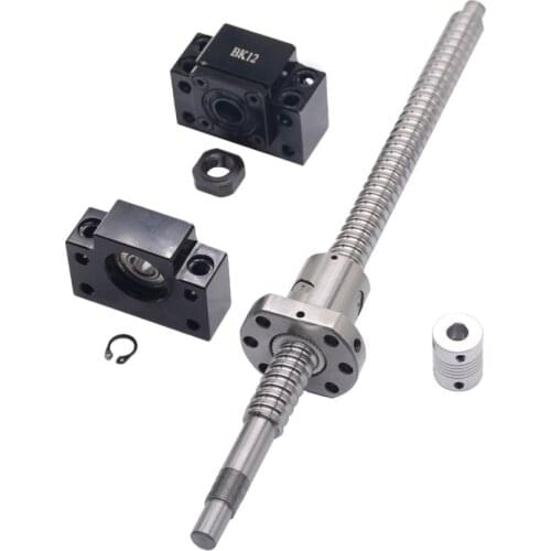 SFU1605 set:SFU1605 L400mm rolled ball screw C7 with end machined + 1605 ball nut + BK/BF12 end support + coupler for CNC parts