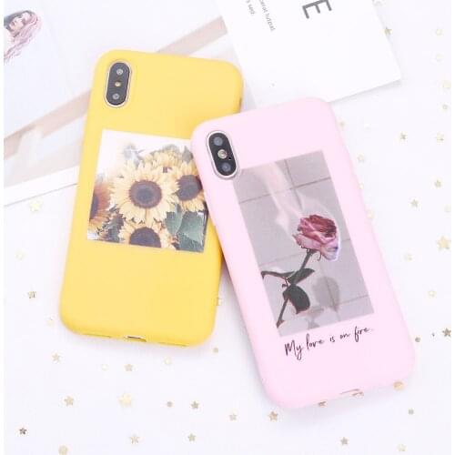 For 12 11 Pro 8 8Plus X XR 7 7Plus XS Max 6 6S 5 SE Fashion Art Flower Rose Girl Love Candy Silicone Phone Case Coque Funda