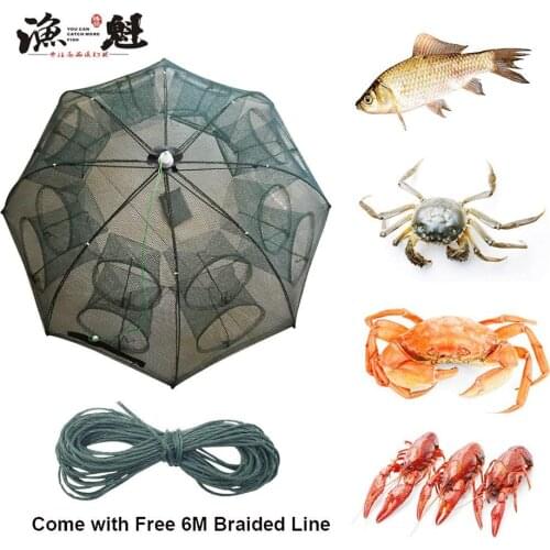 Folded Portable Hexagon 4/6/8/10/12 Hole Automatic Fishing Shrimp Trap Fishing Net Fish Shrimp Minnow Crab Baits Cast Mesh Trap
