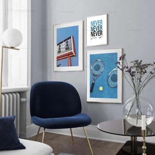 Sport Scenery Nordic Poster Blue Tennis Street Basketball Court Canvas Painting Home Decor Art Wall Pictures for Living Room