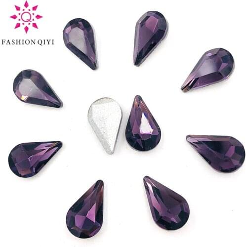 New arrival 5X8mm/6X10mm/8X13mm Deep purple Teardrop pointback pear shape Glass crystal rhinestones diy Nail art accessories