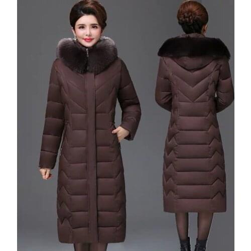 Middle-aged and elderly Warm Thicken Long Jacket Coat 2020 Winter Parkas Women Hooded Outerwear Plus size Female Windproof Coats