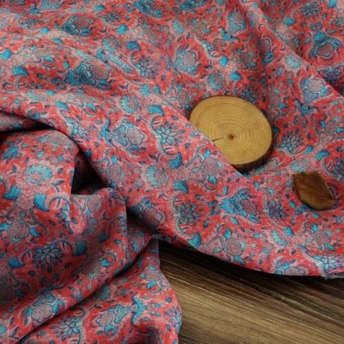 High grade rosemary ramie printed cotton fabric Wedding Dress Tulle Skirt Material fabrics for patchwork kumas telas por metros