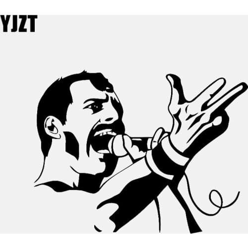YJZT 14.8CM*11.3CM Freddie Mercury Car Sticker Music Queen Vinyl Decal Black/Silver C3-0584