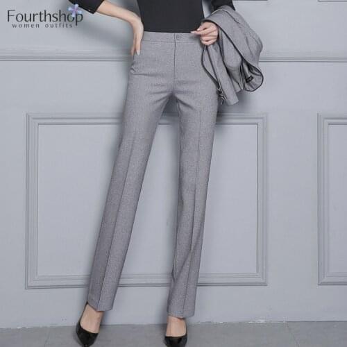S-5XL Women Formal Pants for Office Lady Business Work 2020 Autumn Winter Straight Trousers Plus Size Black Pants Female 4XL