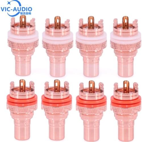 RCA Audio Connector Female Socket Plug Connector Chassis For CMC Connectors Copper Plated Copper Jack 32mm Copper Plug HiFi Amp