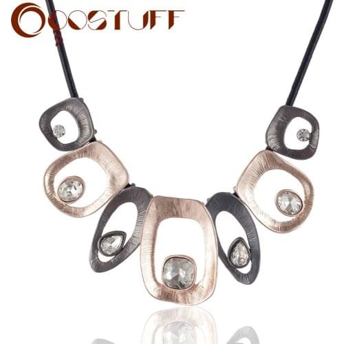 Fashion Jewelry for Women Black Leather Chokers Necklace with Crystal Pendants necklaces & pendants collares mujer colar choker