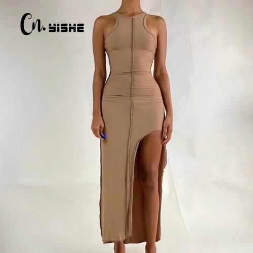 CNYISHE O-Neck High Waist Sleeveless Elegant Dresses Women Fashion Casual Bodycon Ladies Dress Sexy Clothes Female Vestidos Robe