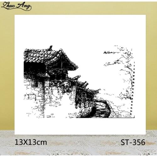 ZhuoAng Old house/ Ancient Temple Clear Stamps For DIY Scrapbooking/Card Making/Album Decorative Silicon Stamp Crafts