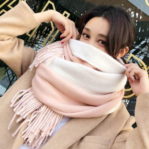 Winter Knitting Blanket Scarves for Women Thicken Shawls and Wraps With Tassel Ladies Pashimina Large Vintage Stay Warm Scarf