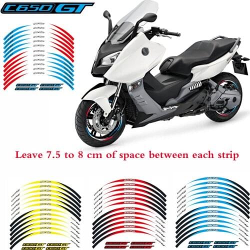 High quality Motorcycle 1set front&rear edge rim wheel decals Reflective waterproof stickers For BMW C650GT