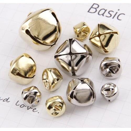 10pc 12-30mm Christmas Jingle Bell Gold/White K Iron Water Plated Christma Ornaments DIY Handmade Party Decor Crafts Accessories