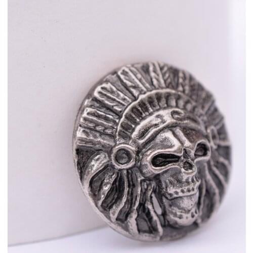 3.4X3.4CM 10pcs Retro Silver Indian Head Stud Leathercraft Conchos Wallet Belt