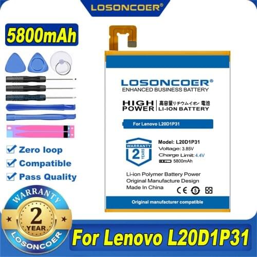100% Original LOSONCOER NEW 5800mAh L20D1P31 Battery For LENOVO Tablet Battery