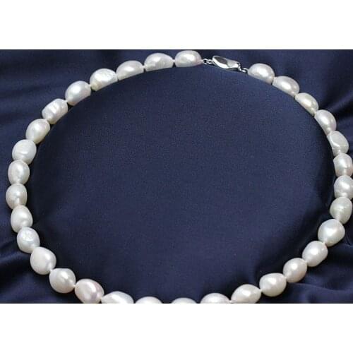 12-13mm south sea baroque white pearl necklace 18inch silver KKK