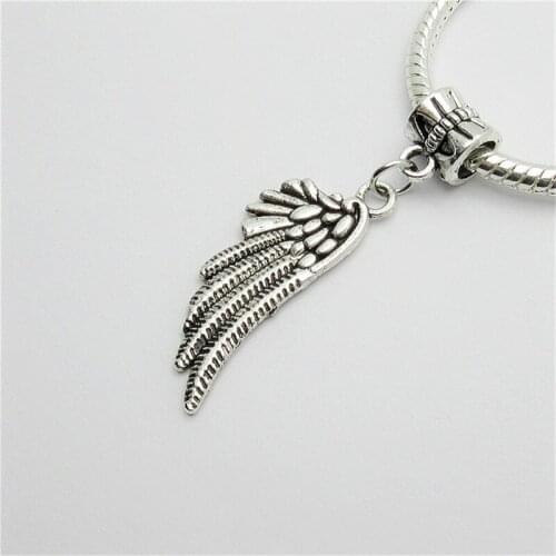 New 25pcs wing charm Big Hole bead European Pendant fit for Pandora style Bracelets Necklace DIY Metal Jewelry Making 1