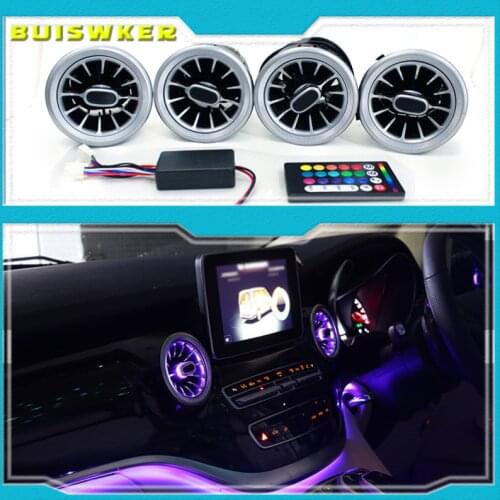 K-Car 4PCS LED Front Dashboard AC Air Condition Vent Outlet Turbo Interior Trim For Mercedes Benz V Class W447 Vito V250