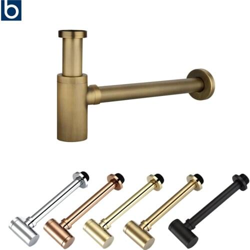 Bathroom Bottle Trap Siphon Sink Drain Pipe Modern Bathroom Fixture Black Brushed Chrome Pop Up Filter Fixture Stopper For Home