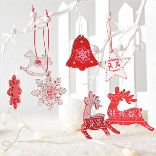Wooden Christmas Pendant Decoration 13 Models Drop Ornaments for Christmas Tree Beauty