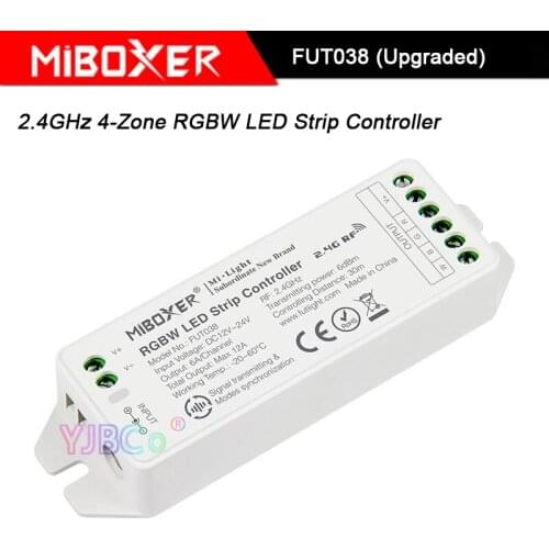 FUT038 (Upgraded) DC12V~24V RGBW led lamp tape dimmer Miboxer 2.4GHz 4-Zone RGBW LED Strip light Controller