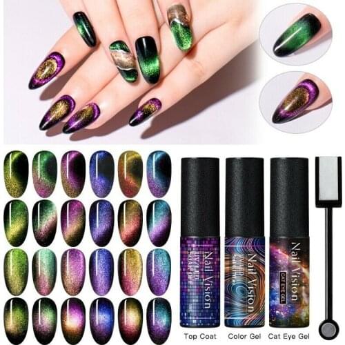 10/12PCS 9D Cat Eye Gel Polish Chameleon Magnetic Gel Long Lasting Shining Laser Cat Eye Nail Art Soak Off UV LED Gel Varnish