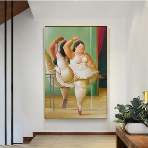 Art Q Version Fat Girl Canvas Paintings Nordic Posters and Print Cuadros Girl Dance Wall Art Picture for Living Room Home Decor