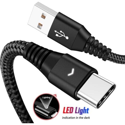 LED Light USB Type Tipe C Cable for Sony Xperia XZ3 XZ2 XZ1 Plus Premium Ultra Compact Lighting USB-C Tipo C Charging Wire Line