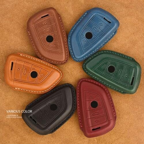 Leather Car Key case cover keyfob For BMW 320li 523li 525li 528li 530 X1 X2 X5 X6 key 3 4 Buttons Auto Accessories