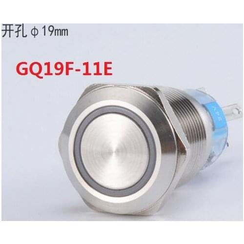Flat round head LED Ring Lamp type 19mm 1NO 1NC momentary push button switch