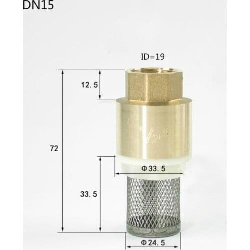 Brass Check Valve With Stainless Steel Strainer Filter Bottom DN15 DN20 DN25 1/2" 3/4" 1" Female Thread For Water Pump Tap Water