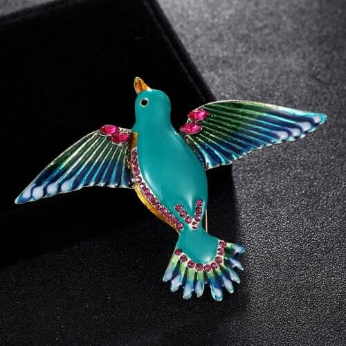 Fashion Blue Enamel Rhinestone birds Brooch for Men Jewelry Brand Animal Brooches Mens Hijab Accessory Vintage Bags Accessories