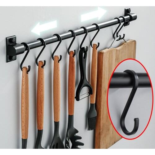 Aluminum Alloy Kitchen Wall Rail Pot Pan Utensil Lid Rack Storage Organizer Pot For Kitchen Wall Mount