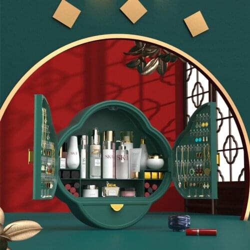 New Bathroom Jewelry Storage Box Wall-Mounted Perforated Free Cosmetic Dustproof Waterproof Rack Ring Necklace Earring Case