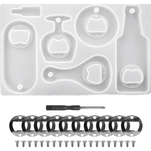Bottle Opener Resin Molds,Beer Opener Resin Molds with Resin Accessories, for Resin Keychain Corkscrew DIY Craft