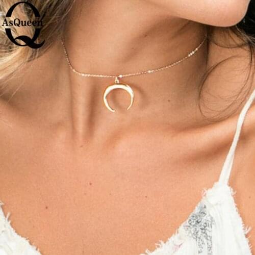 New Retro Vintage Punk Gothic Style Small Sailor Moon Down Moon Necklace Acrylic Choker