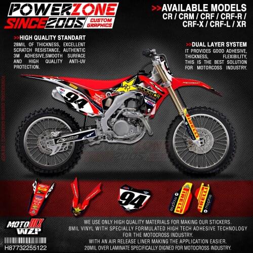 PowerZone Custom Team Graphics Backgrounds Decals 3M Stickers Kit For HONDA CRF250R 2014-2017 CRF450R 2013-2016 122