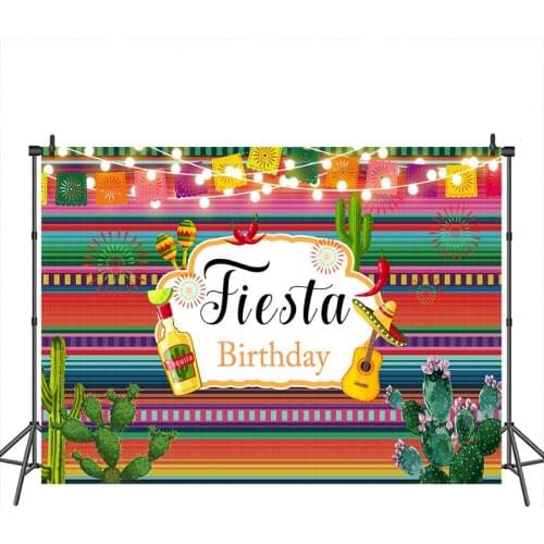 Neoback Happy Birthday Photographic Background Fiesta Birthday Party Light Banner Decoration Photography Backdrops Studio Shoots