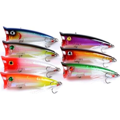 7Pcs Top Water laser Popper Wobbler Fishing Lure 78mm 10.5g Isca Artificial Crankbait Hard Baits Fake Fish Pike Fishing Tackle