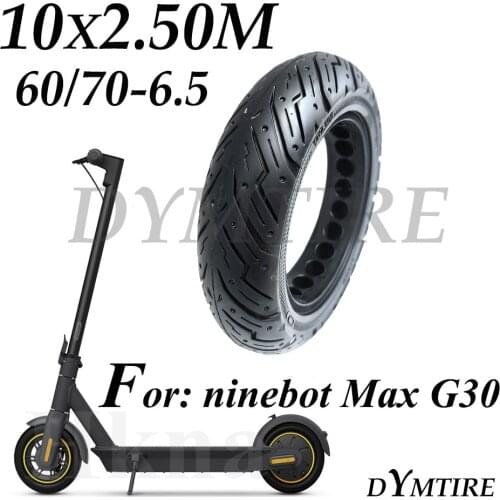 10x2.50M Solid Tire for Xiaomi Ninebot Max G30 Electric Scooter 10 Inch 60/70-6.5 Tubeless Tyre Explosion-Proof Parts