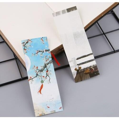 R9UA 30pcs Creative Chinese Style Paper Bookmarks Painting Cards Retro Beautiful Boxed Bookmark Commemorative Gifts
