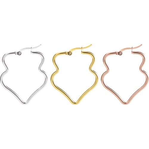 Stainless Steel Earrings Hooks Rosegold Gourd Shaped Earrings Hollow Metal Titanium Steel Fashion Jewelry For Girlfriend Gift