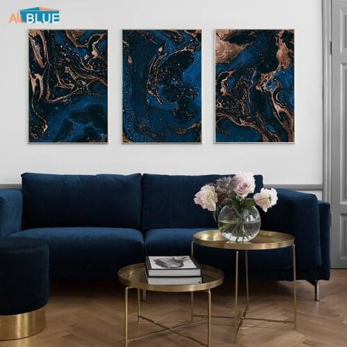 Nordic Poster Liquid Dark Marble Scandinavian Modern Abstract Canvas Painting Wall Art Print Decorative Pictures For Living Room