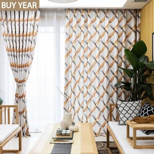 Modern Curtains for Living Dining Room Bedroom European Style Printed Curtain Available In Blue and Yellow Product Customization