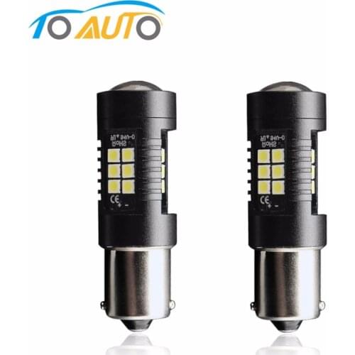 2pcs 1156 BA15S LED P21W LED Red White Yellow R5W S25 21SMD LED Bulbs Car Lights Stop Parking Light Tail Turn Signal Lamp 12V