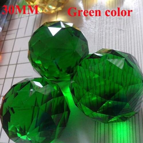 Top quality 4PCS/lot Sparkle Green Color 30mm crystal faceted balls glass chandelier pendants,Crystal lamp Parts