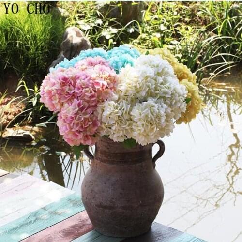 High Quality Big Hydrangea Fake Flower Silk Artificial Orchid For Home Party Decor White Wedding Flower Bouquet Photography Prop
