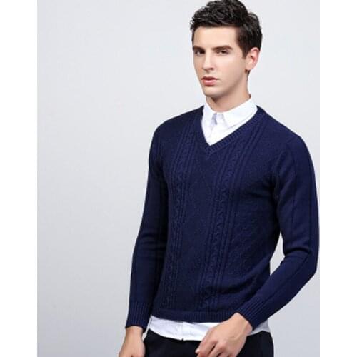 High Quality Winter Sweater Men Knitwear Pullover Slim V-Neck Brand Mens Clothing Sweaters Striped Thin Male Swearter Pull Plus