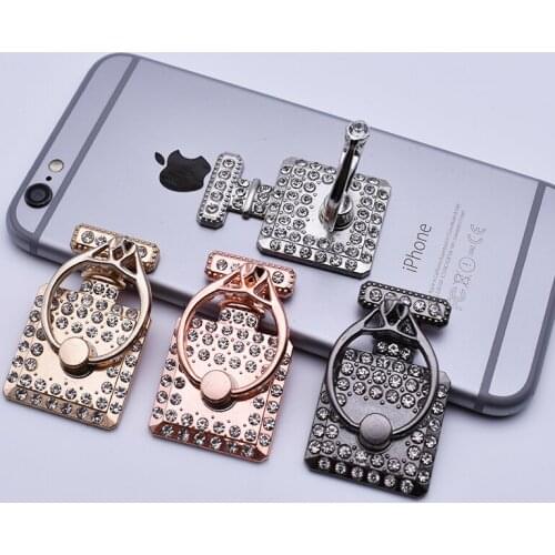 High-quality fashion mobile phone bracket charm rhinestone metal keychain keychain popular perfume bottle ring ring