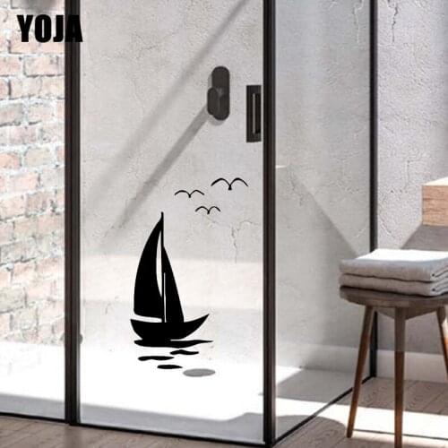 YOJA 26x16.2CM Beautiful Sailing Bathroom Glass Decal Home Wall Sticker Decoration G2-0307